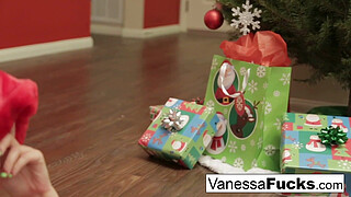 Vanessa letting Santa fuck her tight wet pussy