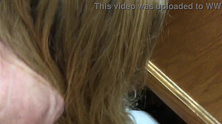 Skinny Employee fuckt on floor breakroom , BOSS gives her Double cumshot in eyes