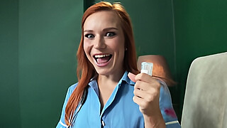 FAKEhub - Hot redhead nurse with perfect little pink shaved pussy has to collect a sperm sample