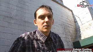 German normal girl next door meets stranger and tries porn for the first time