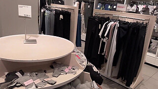 Quick fuck in a store fitting room with cum on face