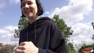 GERMAN SCOUT - Tall Skinny French Girl Delfine Dahlia Pickup and talk to Casting Fuck