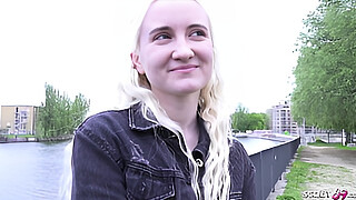 GERMAN SCOUT - Skinny blonde Teen Daruma Rai Pickup for Casting Fuck in Berlin