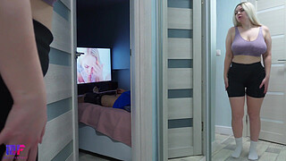 Stepdaughter with big tits spies on stepdad