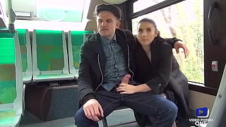 Fucking on a bus with a voyeur!