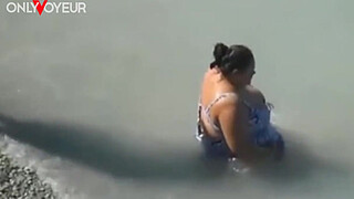 Beach Voyeur. Lucky guy caught BBW size mermaid in the sea