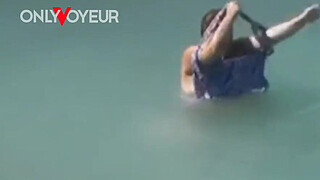 Beach Voyeur. Lucky guy caught BBW size mermaid in the sea