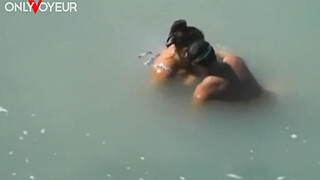 Beach Voyeur. Lucky guy caught BBW size mermaid in the sea