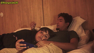 Watching Netflix with my stepsister but I couldn't help but put my penis in her mouth, they almost discovered us!!