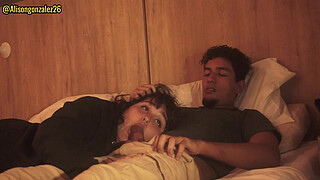 Watching Netflix with my stepsister but I couldn't help but put my penis in her mouth, they almost discovered us!!