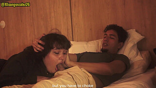 Watching Netflix with my stepsister but I couldn't help but put my penis in her mouth, they almost discovered us!!