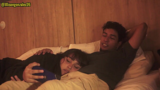 Watching Netflix with my stepsister but I couldn't help but put my penis in her mouth, they almost discovered us!!