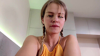 The stepsister turned out to be a slut and allowed her to cum in her pussy.