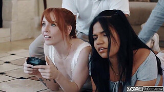 Stepdads rim and anal fuck their petite teen stepdaughters