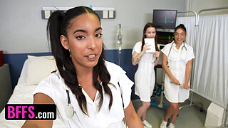 Three Hot Doctors Take Turns Bouncing Up And Down On Lucky Patient's Dick