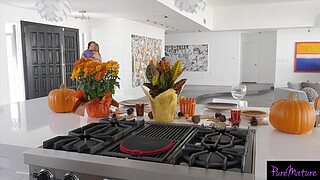 Slutty Wife Entertains Preston With Her Pussy While Hubby Runs Late For Thanksgiving