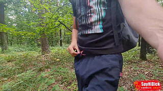 My naked walk in the woods ended with a creamy cumshot