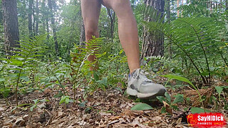 My naked walk in the woods ended with a creamy cumshot