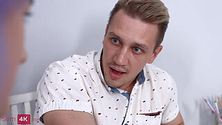 Mia Cheers - Two cocks in a skinny purple haired teen