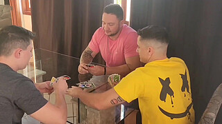 My husband called some friends to play cards and I found a way to fuck with all 3 of them!! Complete on Red.