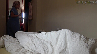 A Muslim hotel maid is disturbed when she sees his big black cock
