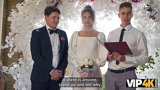 VIP4K. Bride was fucked hard and got anal creampie while guests were watching