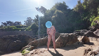 Curvy Nudist with Hairy Pussy on the Beach