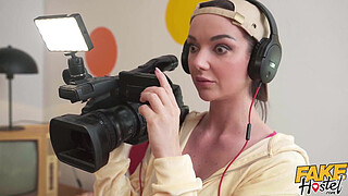 Fake Hostel - Female News Reporters looking for scandal get filthy in front of the cameras!