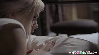 Hot stepdaughter sleeps with her new Foster parents to take care of her but they end up fucking until she swallows the cum from her Foster stepfather's big cock.