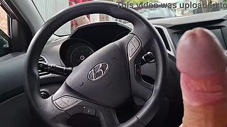 Risky handjob on the street for student in public!