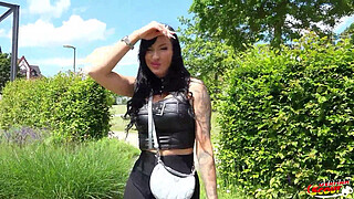 GERMAN SCOUT - Inked Big Tits MILF Evi Sky Pickup and Fuck at Model Casting