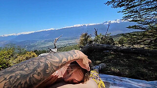 My stepbrother takes me to camp to fuck me and finish me inside.