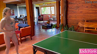 Naked Ping Pong With Daddy Ends Up With Rough Sex