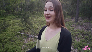 Sexy nymphomaniac in the forest made me cum in her mouth
