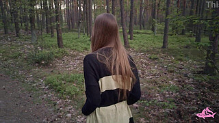 Sexy nymphomaniac in the forest made me cum in her mouth