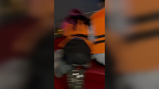 Girls surprised guy and sucked him off on boat