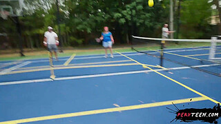 Having Sneaky Sex Right in the Middle of a Tennis Game - PervTeen