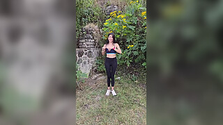 Karol smith goes out to the forest and they cum in her