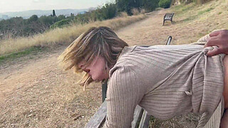 Miss Alessandra is so horny that she ends up failing Jesus Reyes in a field in broad daylight