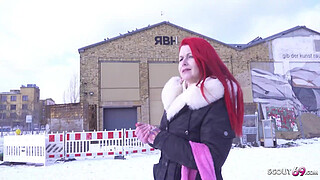 GERMAN SCOUT - Redhead Pale MILF Mina Knight Pickup for Casting Fuck in Berlin