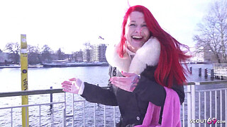 GERMAN SCOUT - Redhead Pale MILF Mina Knight Pickup for Casting Fuck in Berlin
