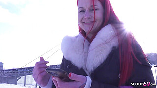 GERMAN SCOUT - Redhead Pale MILF Mina Knight Pickup for Casting Fuck in Berlin