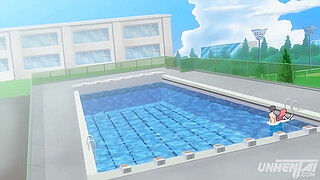 Hentai - Step Sister and Step Brother Almost Caught Fucking in the Pool