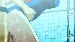 Hentai - Step Sister and Step Brother Almost Caught Fucking in the Pool