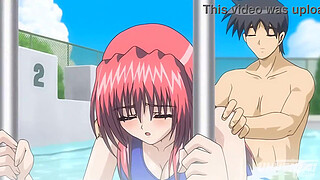 Hentai - Step Sister and Step Brother Almost Caught Fucking in the Pool