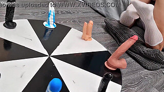 Petite Stepsister Wins Her Own Orgasm playing Wheel Of Dildos