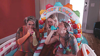 Squirting, anal fisting, face fucking sluts fuck eachother stupid