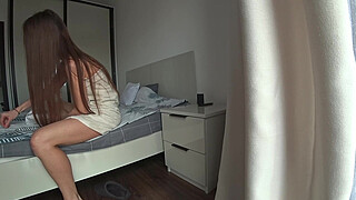 While The Husband Is At Work At This Time, The Wife Is Fucking A Neighbor. Real Cheating