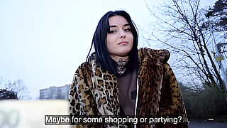 Public Agent French babe Crystal Cherry outdoor blowjob and big dick pov