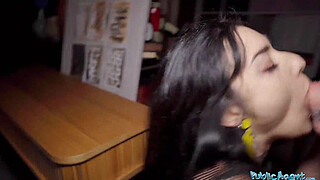 Public Agent French babe Crystal Cherry outdoor blowjob and big dick pov